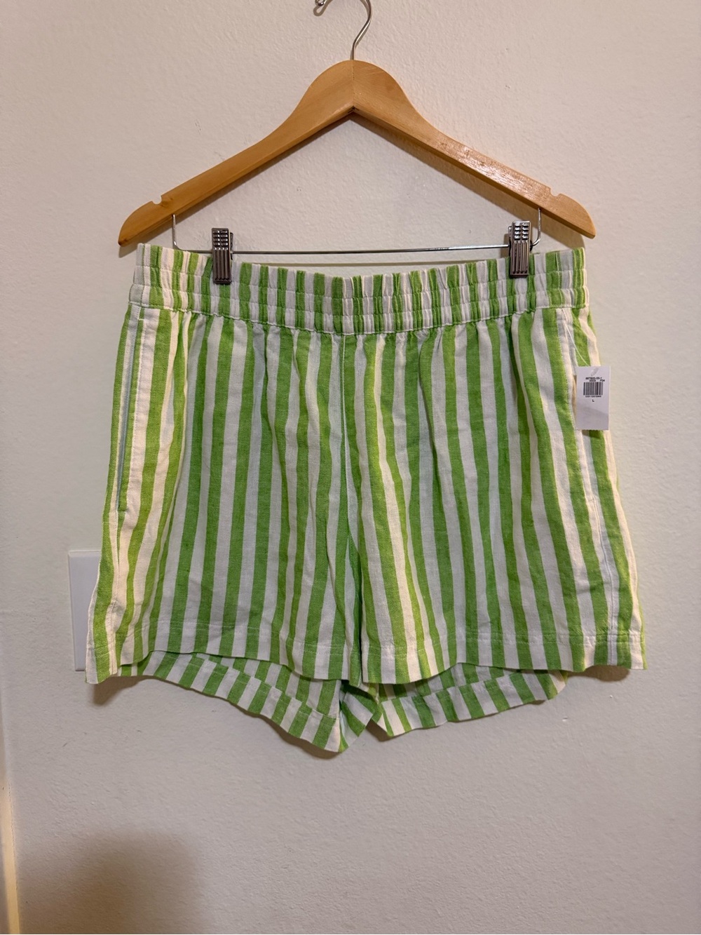 Old Navy Green and White Striped High Waist Shorts